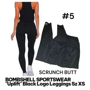 BOMBSHELL "UPLIFT" SPORTSWEAR Sz XS Scrunch Butt Logo Workout Athletic Leggings
